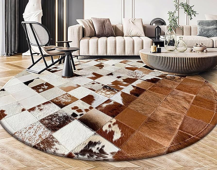 سجادة دائرية من الجلد الطبيعي – صناعة يدوية فاخرة - Image 3