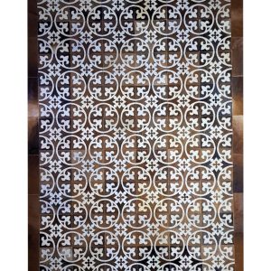 سجادة جلد طبيعي يدوي – تصميم هندسي فاخر