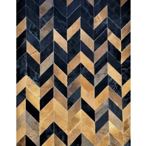 سجادة جلد طبيعي يدوي – زجزاج بنى واسود