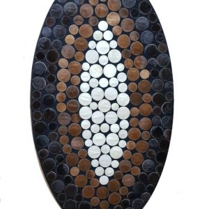 سجادة جلد طبيعي يدوي – دوائر 3 لون تدريجي