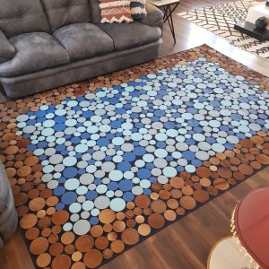سجادة جلد طبيعي يدوي – دوائر 4 لون