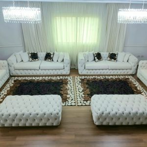 سجادة جلد طبيعي يدوي – دوائر 3 لون