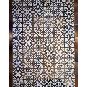 سجادة جلد طبيعي يدوي – الزهرة (داكن)